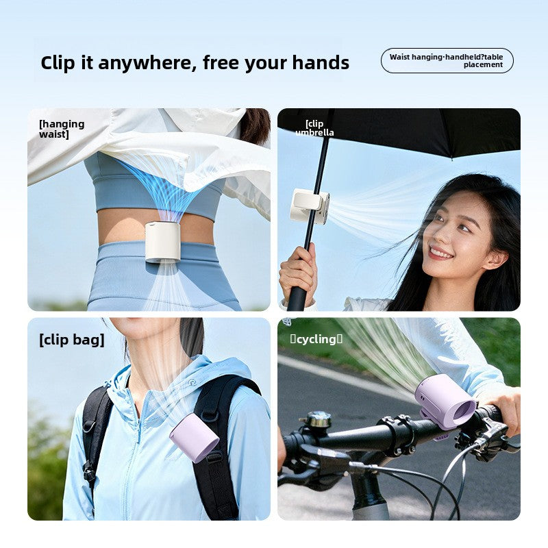 Portable USB Rechargeable Waist Clip Fan with Ice Film