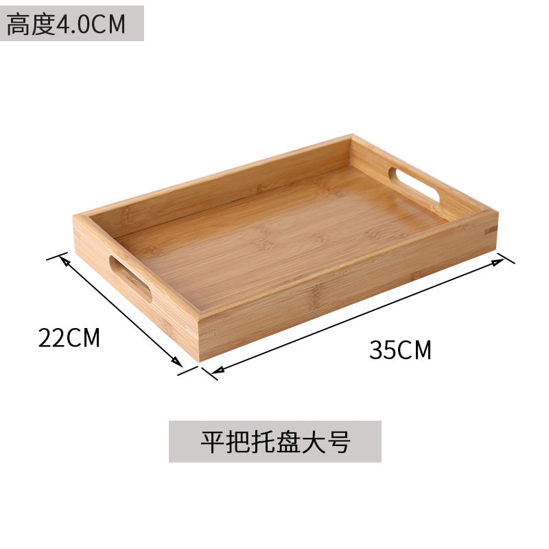 Bamboo Tray Household Solid Wood Rectangular Tea Tray Water Cup Tray Japanese Bread Wooden Tray Commercial End Dinner Tray