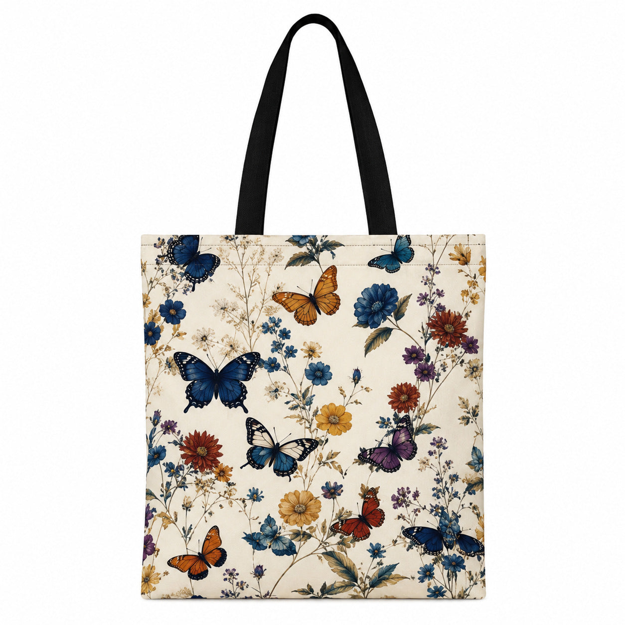 Floral Print Canvas Hand Carry Tote Bag