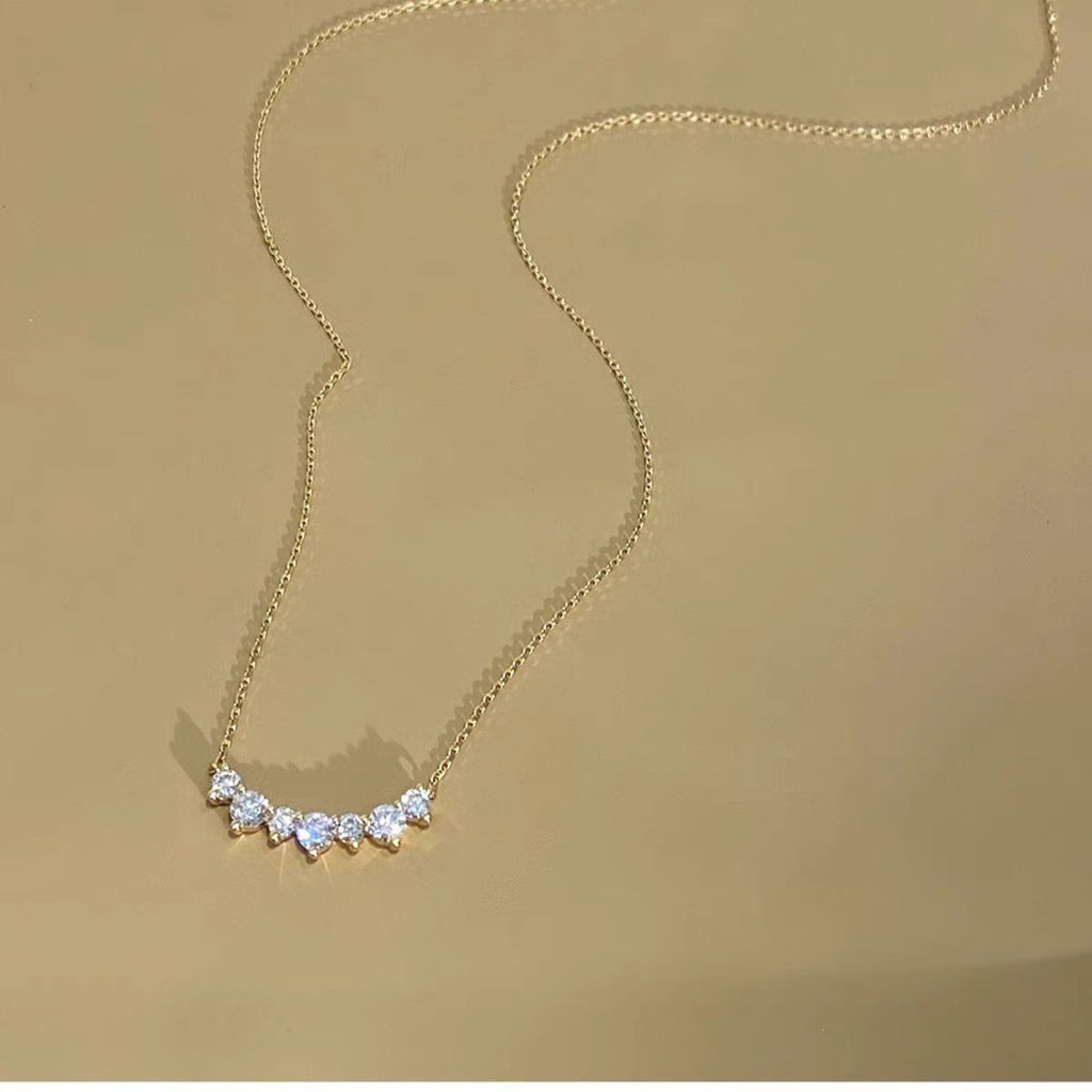 Collana con sorriso in argento sterling 925, placcata oro 18 carati con pendente in zircone