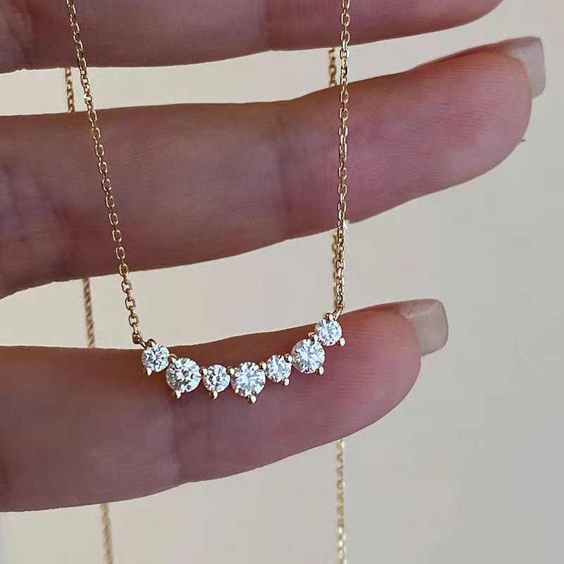 Collana con sorriso in argento sterling 925, placcata oro 18 carati con pendente in zircone