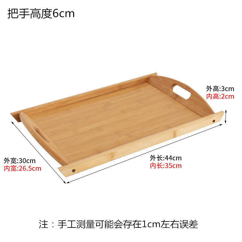 Bamboo Tray Household Solid Wood Rectangular Tea Tray Water Cup Tray Japanese Bread Wooden Tray Commercial End Dinner Tray
