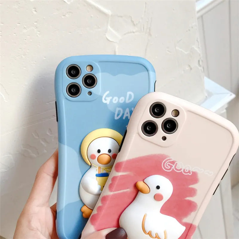 Compatible with Apple, Three Dimensional Cute Duck Phone Case Iphone12pro 7P Cartoon Anti Drop Case