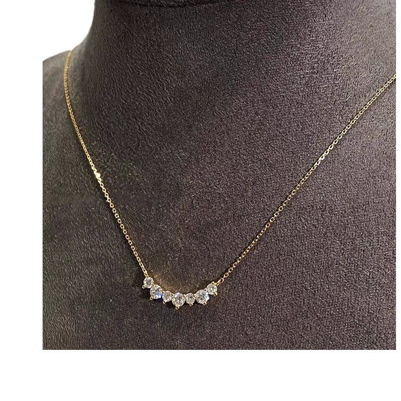 Collana con sorriso in argento sterling 925, placcata oro 18 carati con pendente in zircone