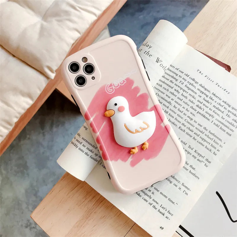Compatible with Apple, Three Dimensional Cute Duck Phone Case Iphone12pro 7P Cartoon Anti Drop Case