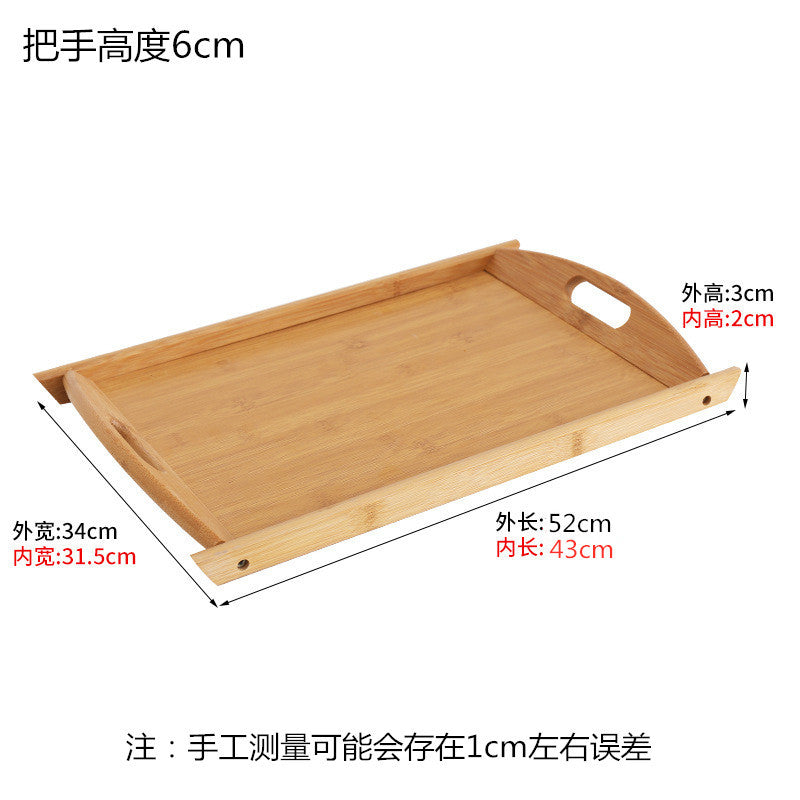 Bamboo Tray Household Solid Wood Rectangular Tea Tray Water Cup Tray Japanese Bread Wooden Tray Commercial End Dinner Tray