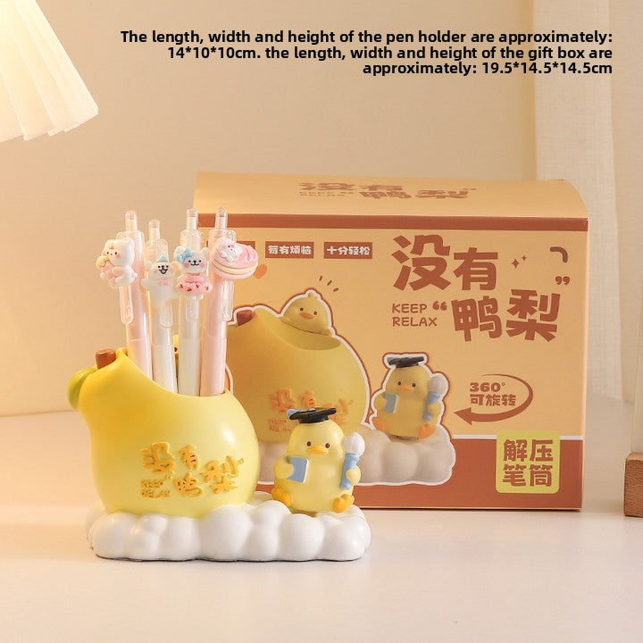 Rotating Panda Pen Holder with Quicksand Art