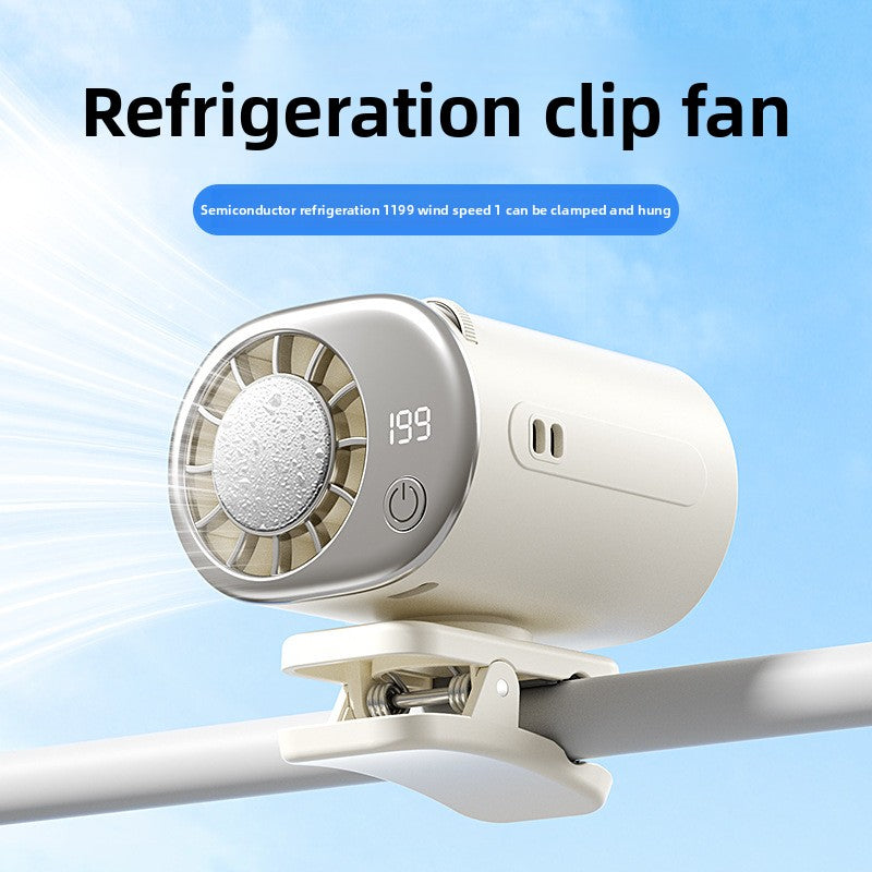 Portable USB Rechargeable Waist Clip Fan with Ice Film