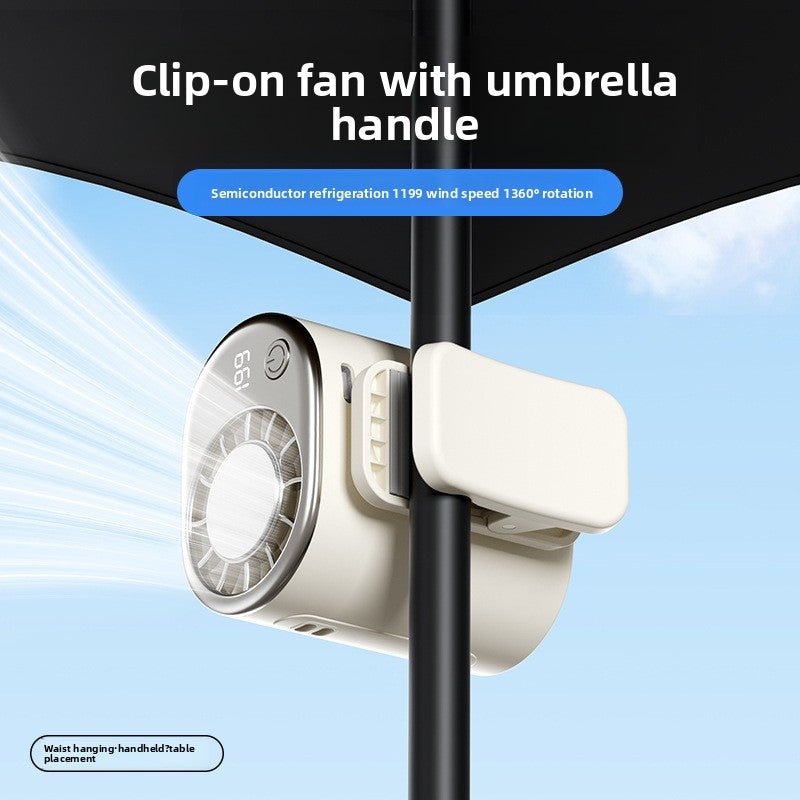 Portable USB Rechargeable Waist Clip Fan with Ice Film