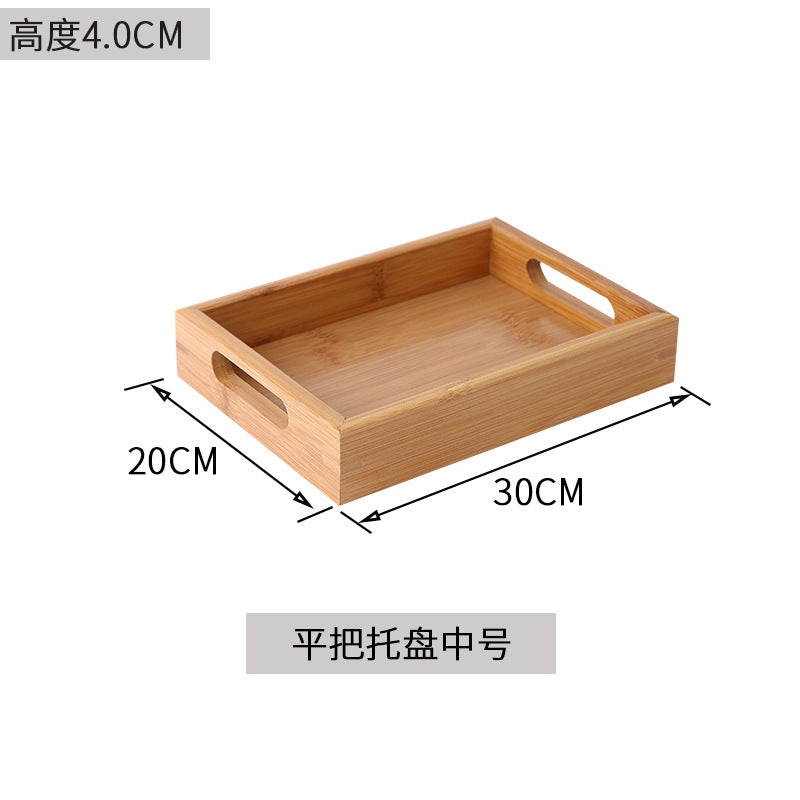 Bamboo Tray Household Solid Wood Rectangular Tea Tray Water Cup Tray Japanese Bread Wooden Tray Commercial End Dinner Tray
