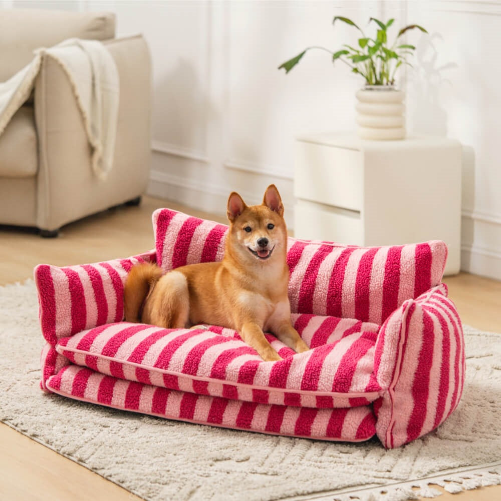 Removable Washable Striped Pet Dog Bed
