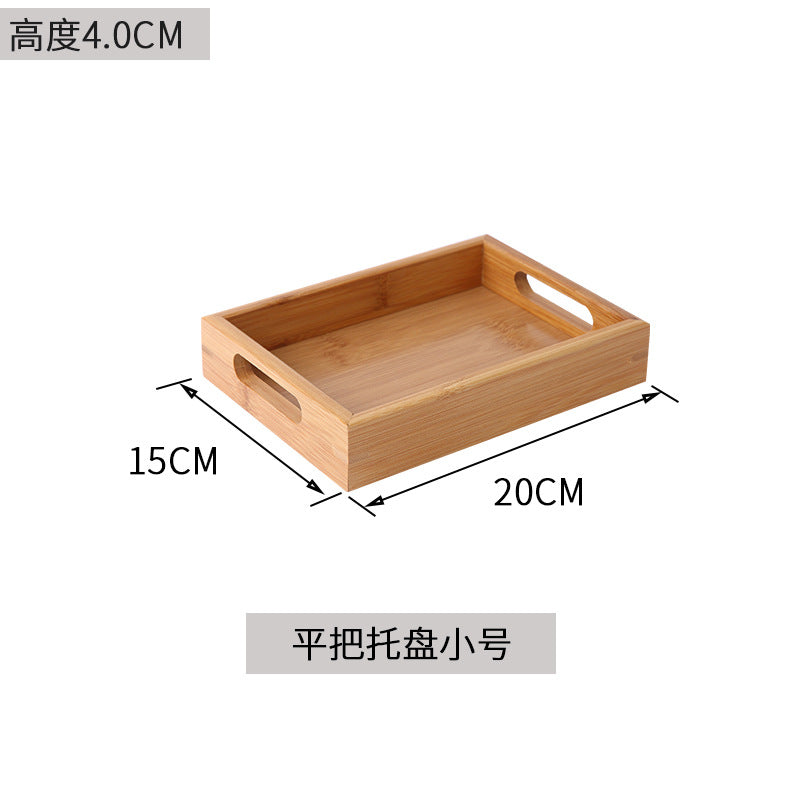 Bamboo Tray Household Solid Wood Rectangular Tea Tray Water Cup Tray Japanese Bread Wooden Tray Commercial End Dinner Tray
