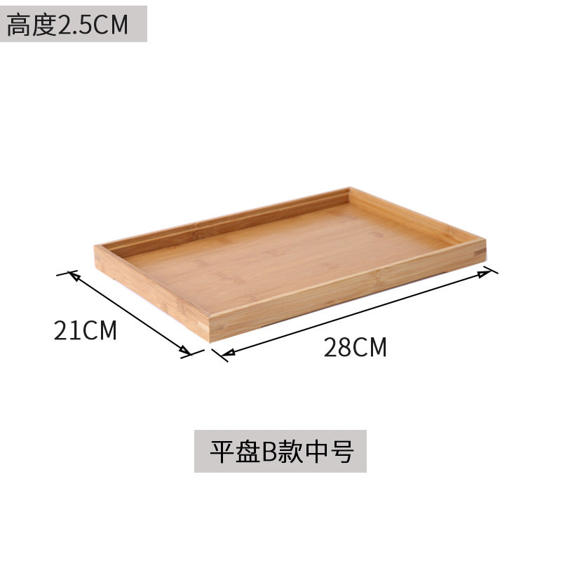 Bamboo Tray Household Solid Wood Rectangular Tea Tray Water Cup Tray Japanese Bread Wooden Tray Commercial End Dinner Tray