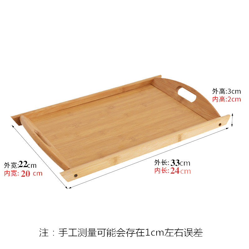 Bamboo Tray Household Solid Wood Rectangular Tea Tray Water Cup Tray Japanese Bread Wooden Tray Commercial End Dinner Tray
