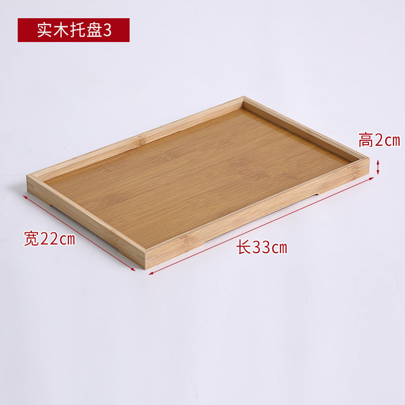 Bamboo Tray Household Solid Wood Rectangular Tea Tray Water Cup Tray Japanese Bread Wooden Tray Commercial End Dinner Tray