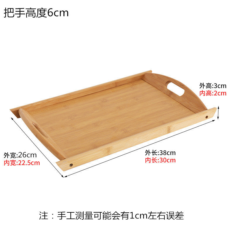 Bamboo Tray Household Solid Wood Rectangular Tea Tray Water Cup Tray Japanese Bread Wooden Tray Commercial End Dinner Tray