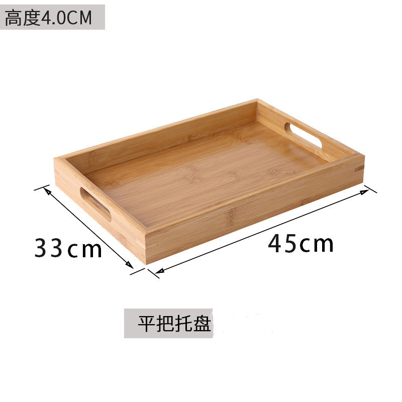 Bamboo Tray Household Solid Wood Rectangular Tea Tray Water Cup Tray Japanese Bread Wooden Tray Commercial End Dinner Tray